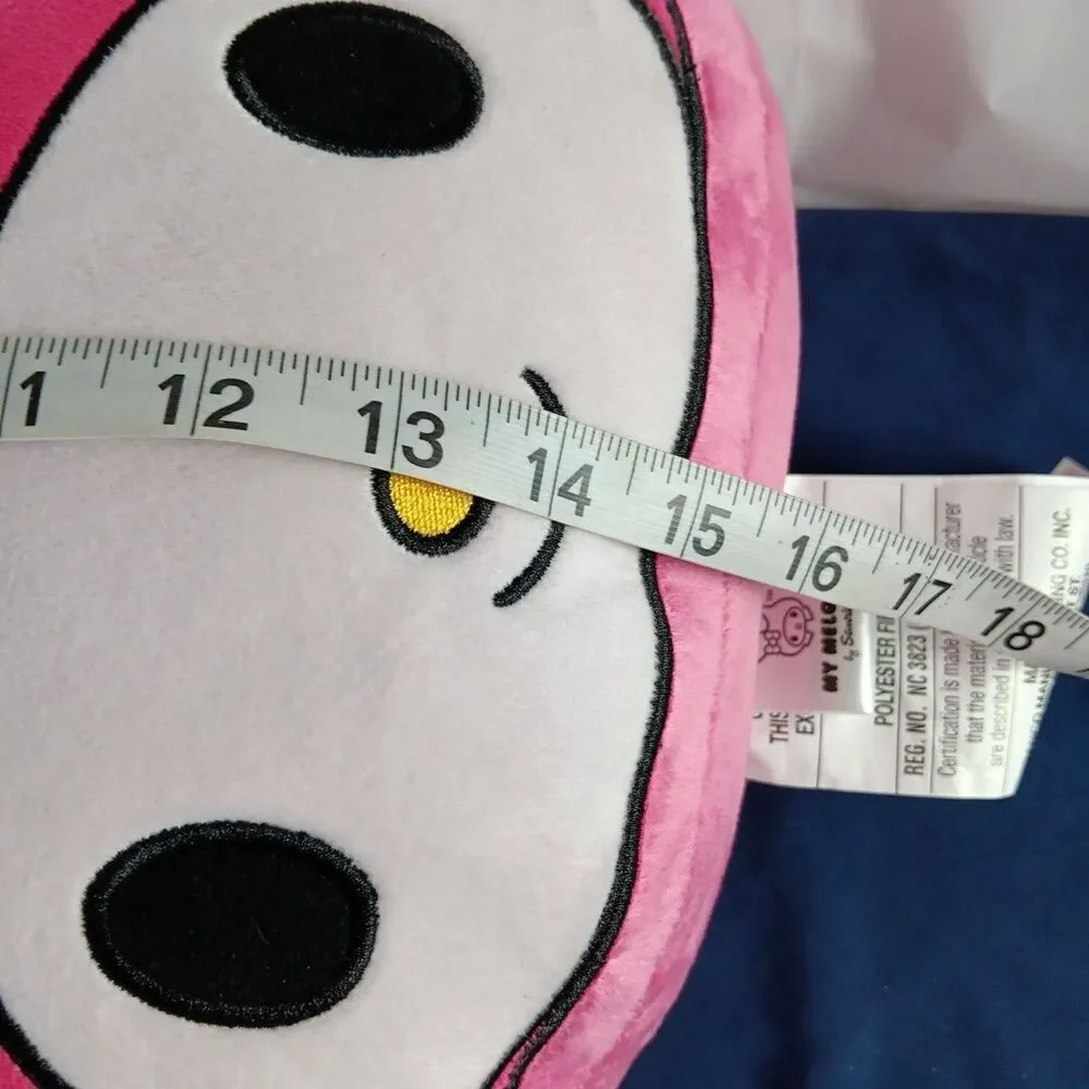 Sanrio My Melody Big Face Plush Pillow Embroidered Detail Stuffed Pink White